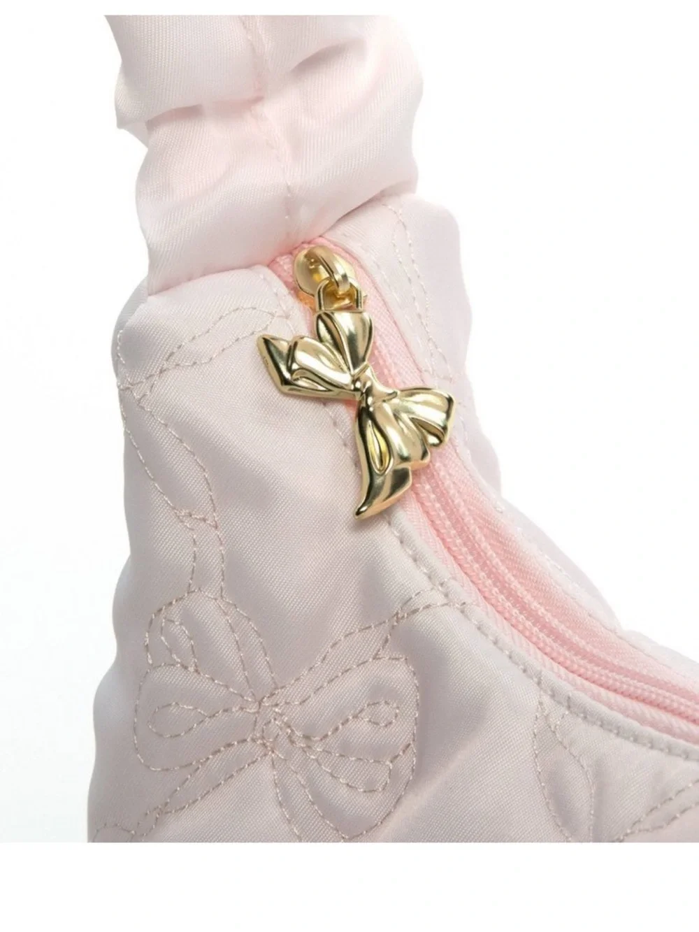 LoveShackFancy │ Yoobi Blush Bow Quilted Shoulder Bag
